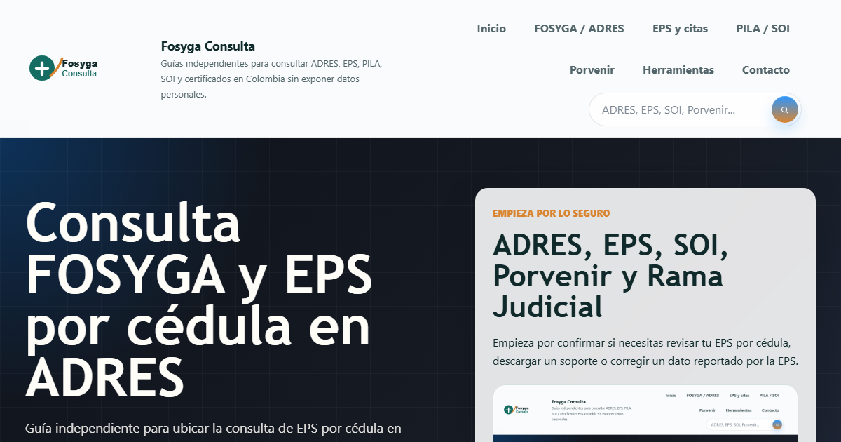 Panel de rutas para consulta FOSYGA, ADRES y EPS por cédula